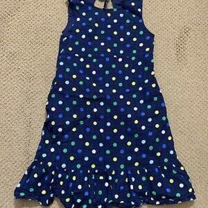 Gymboree Girls Blue Polka Dot Summer Dress Tank with ruffle at bottom-size 10